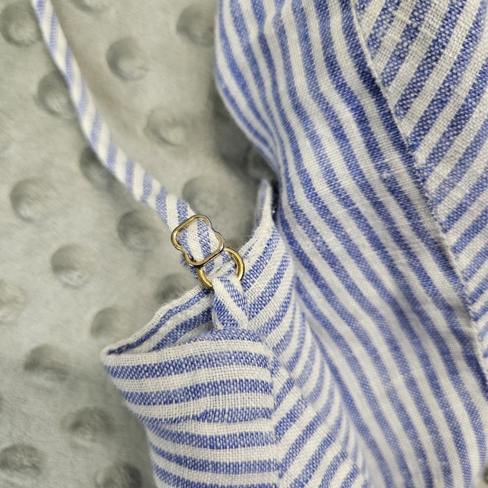 Karina Grimaldi Blue Striped Summer Linen Dress Sz. M - Picture 11 of 12